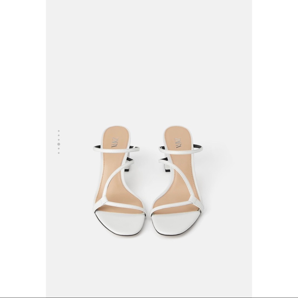 Zara White Thin Asymmetrical Strap Sandals